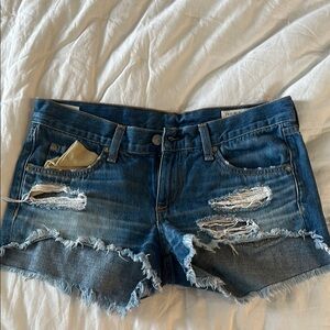rag & bone Blue Cut-Off Jean Shorts with Distressed Size 25